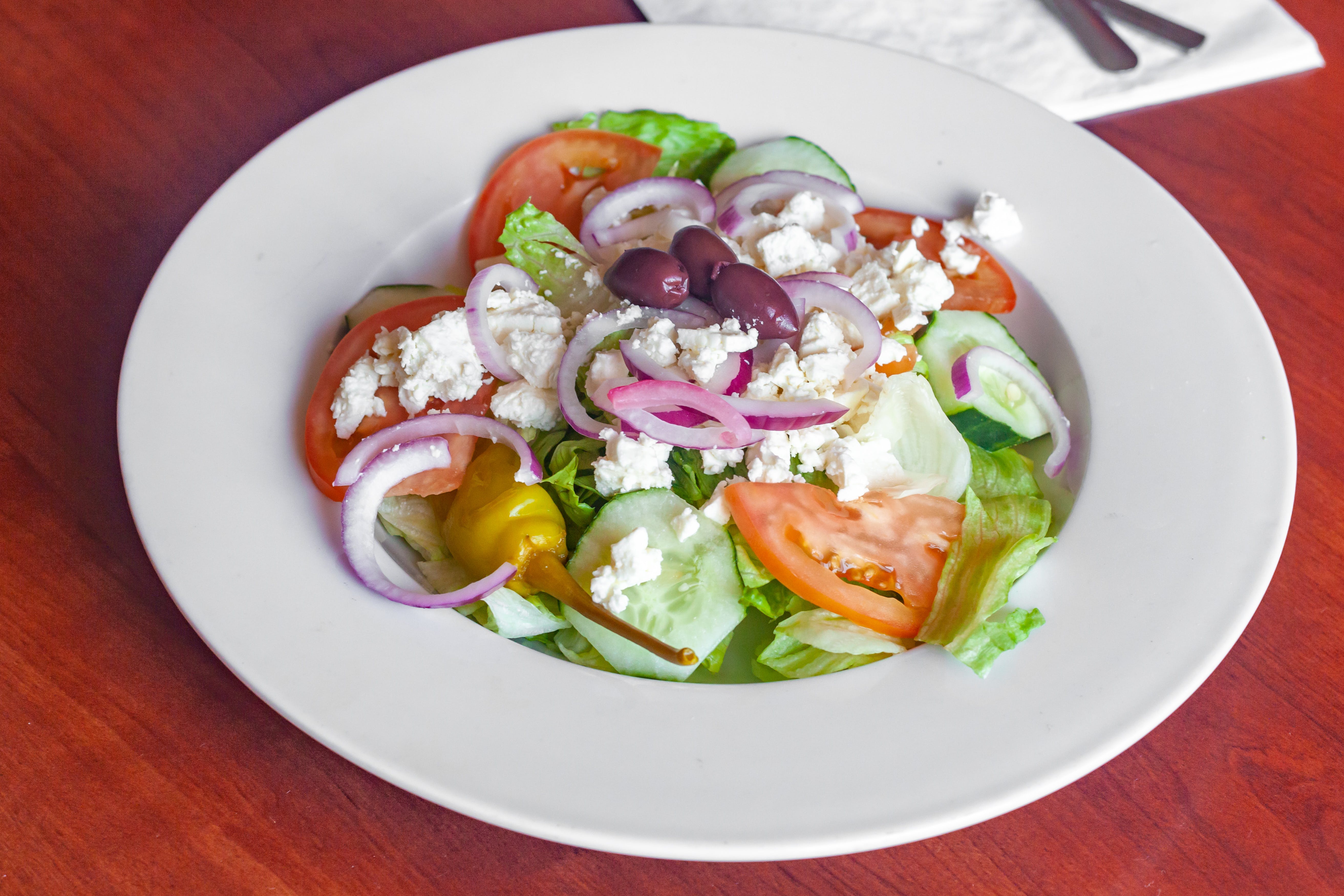 Order Greek Salad - Salad food online from Zorba's Express store, Richmond on bringmethat.com