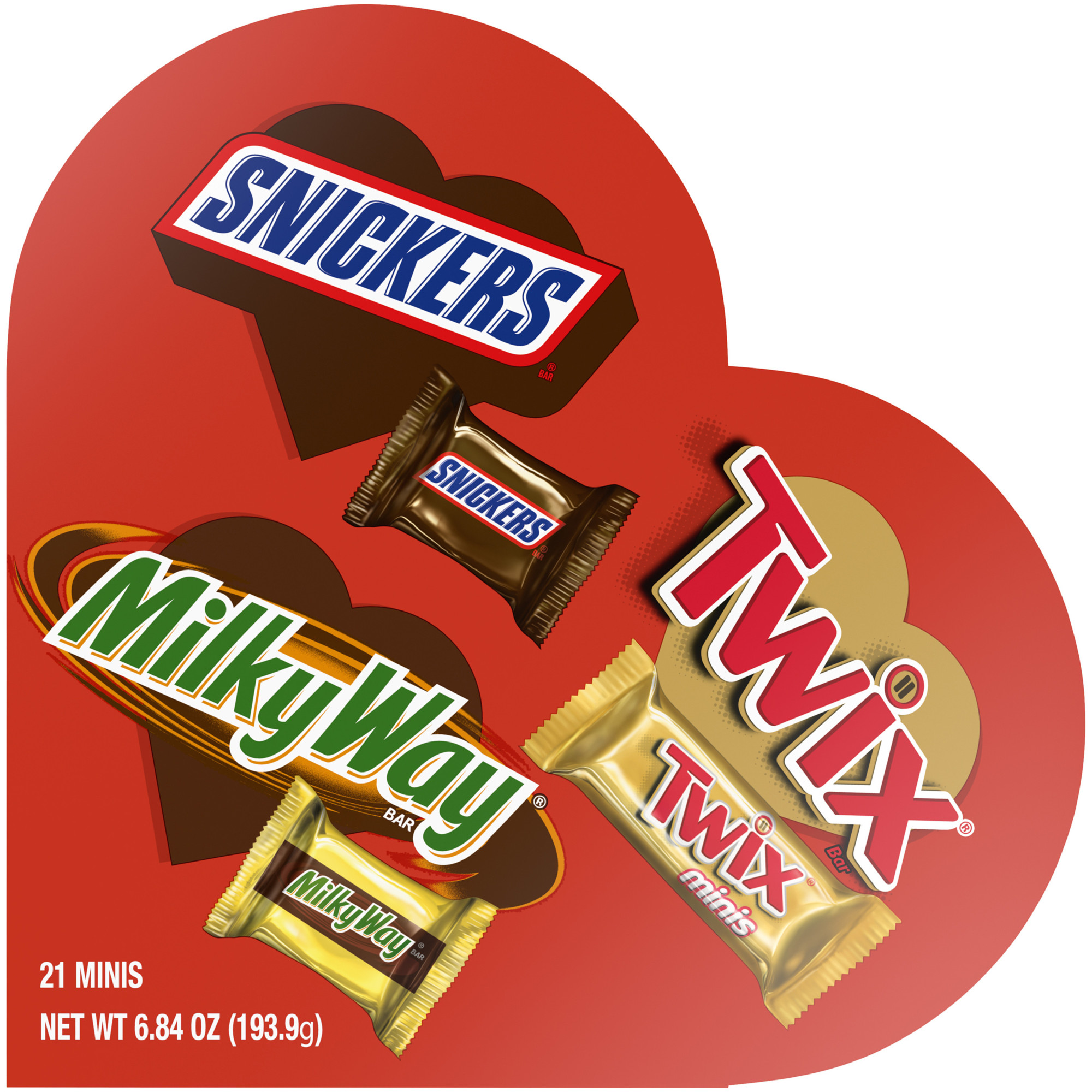 Order SNICKERS, TWIX & MILKY WAY Valentines Day Assorted Chocolate Candy, Heart-Shaped Gift Box, 6.84 oz food online from Rite Aid store, MILLER PLACE on bringmethat.com