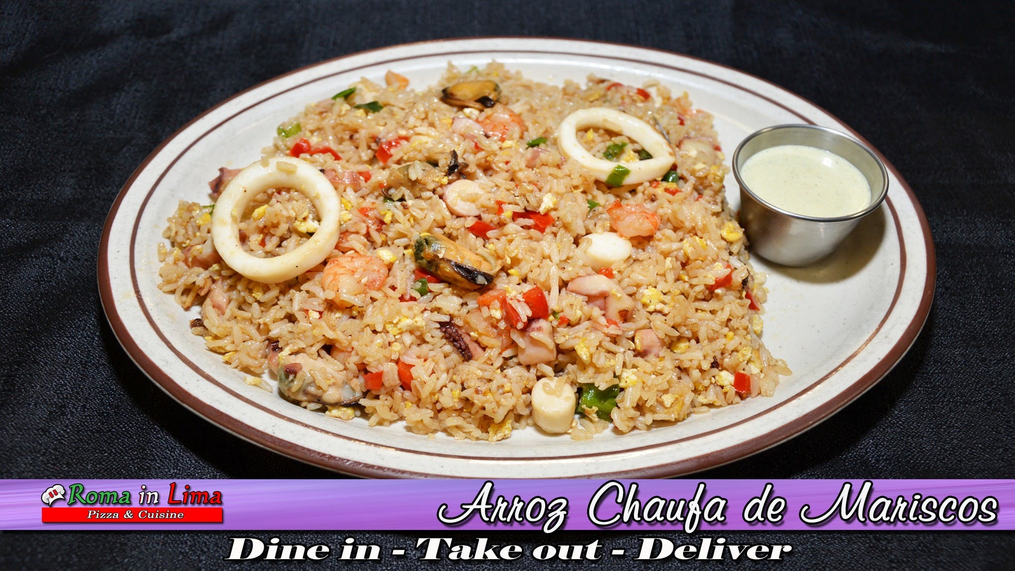 Order Arroz Chaufa de Mariscos - Entree food online from Roma In Lima Pizza & Cuisine store, Immokalee on bringmethat.com