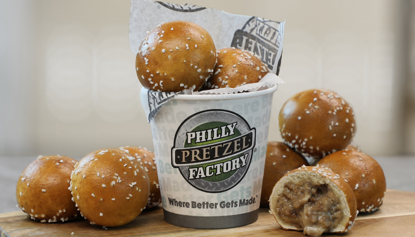 Order Mini Cheesesteak Cup  food online from Philly Pretzel Factory store, Burlington on bringmethat.com