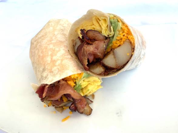 Order Bacon and Cheddar Breakfast Burrito food online from Crepe Express store, Houston on bringmethat.com