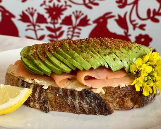 Order Salmon Avocado Toast food online from Twisted St. Cafe store, San Francisco on bringmethat.com