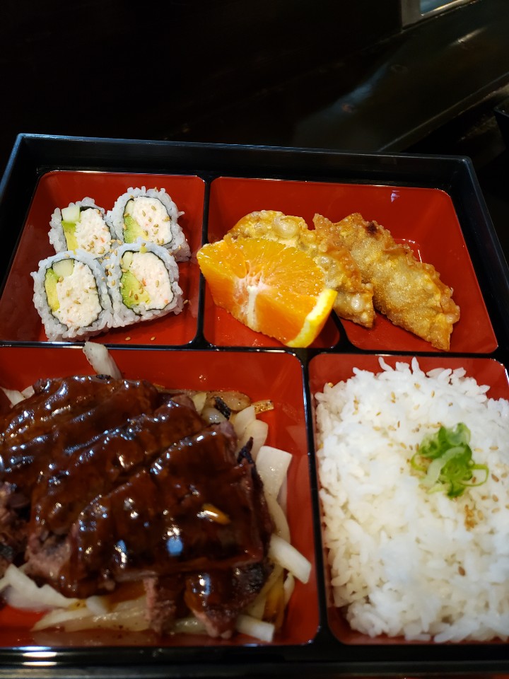 Order Beef Teriyaki Dinner Bento Box food online from Sumo Sushi store, Sherman Oaks on bringmethat.com