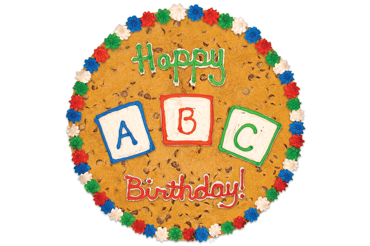 Order #400: Birthday ABC Blocks food online from Nestle Toll House Cafe store, Friendswood on bringmethat.com