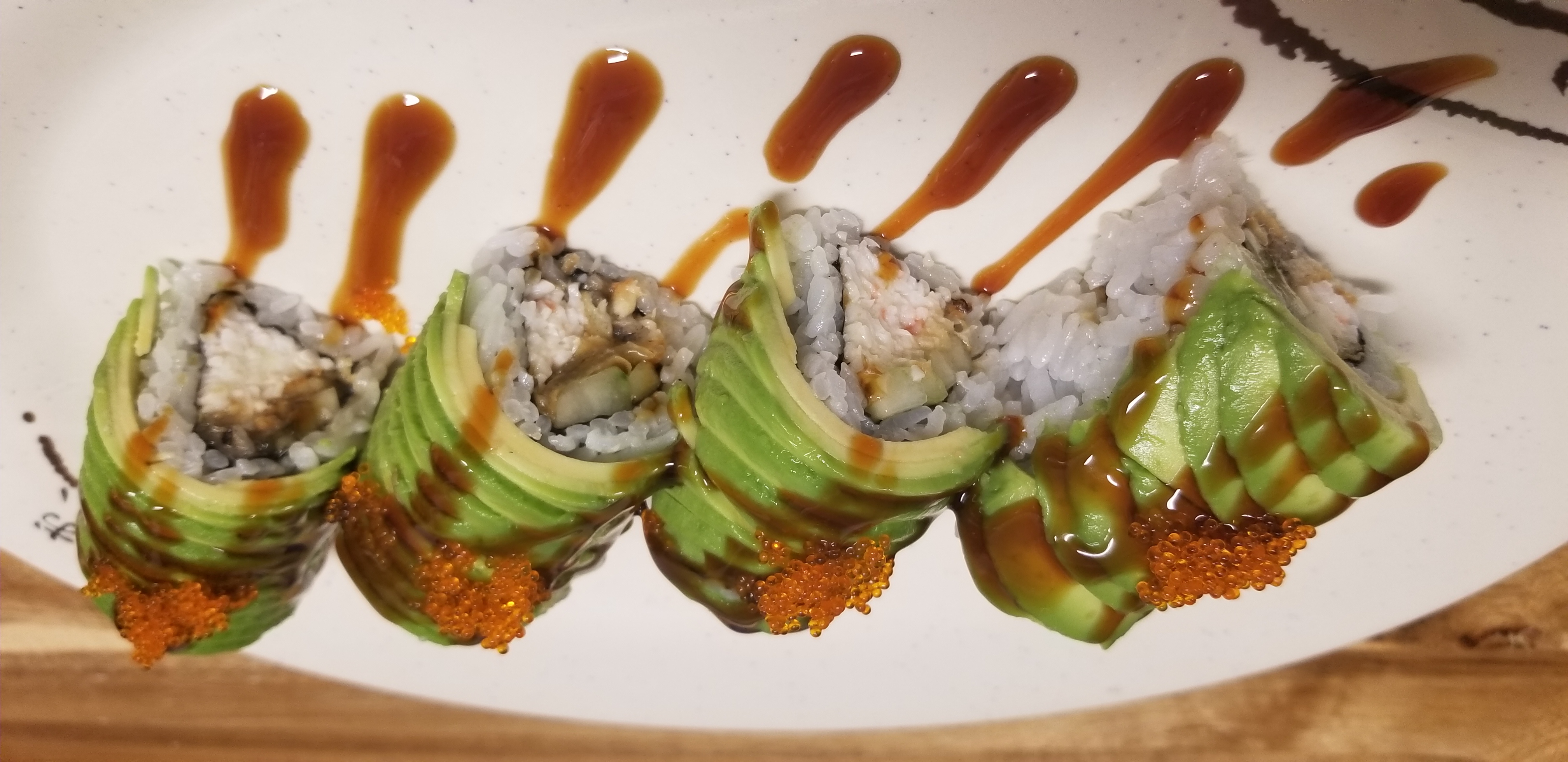 Order Caterpillar Roll food online from Cu Sushi store, Salinas on bringmethat.com