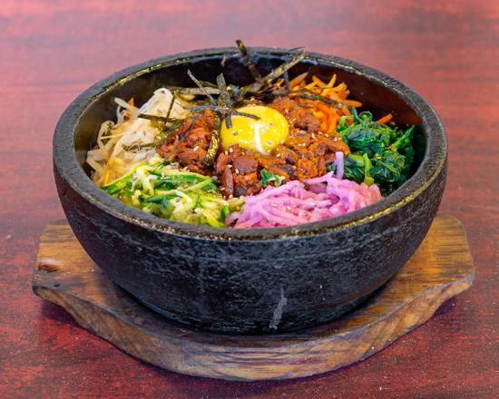 Order Spicy Pork in Hot Stone Bowl food online from Kong Tofu & Bbq store, Cupertino on bringmethat.com