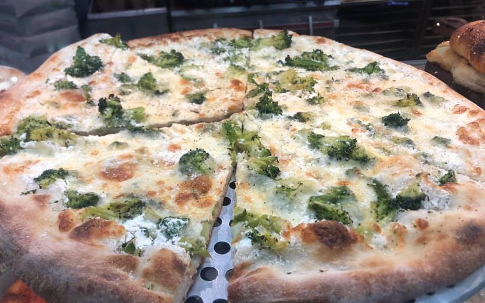 Order Ex Large White Broccoli Pizza - Ex Large food online from Sicilian Delight store, Victor on bringmethat.com