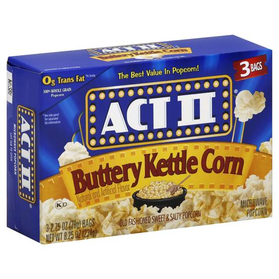 Order Act II Microwave Popcorn Buttery Kettle Corn (3 ct) food online from Rite Aid store, Yamhill County on bringmethat.com