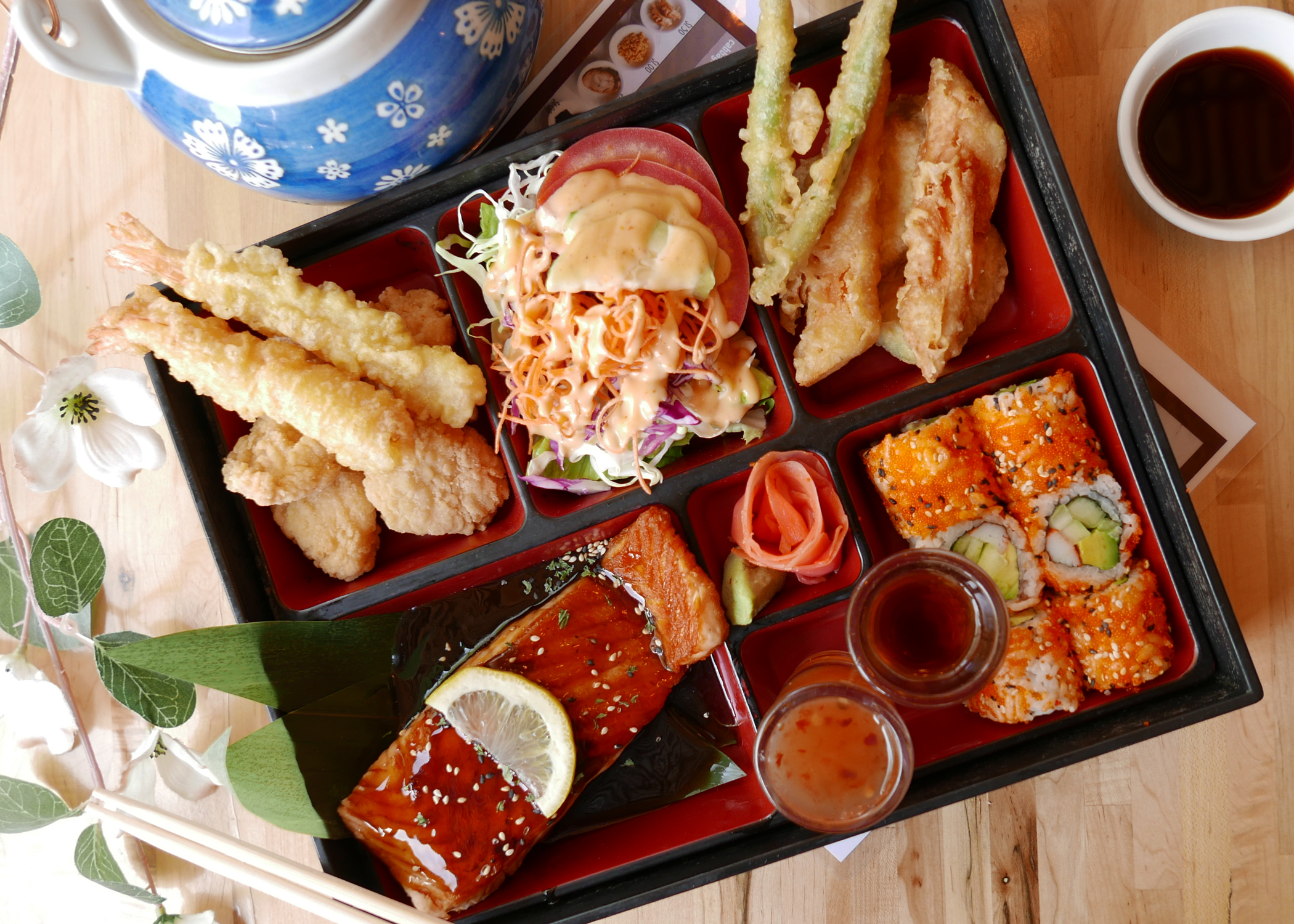 Order Salmon Teriyaki Bento Box food online from Shinju Sushi store, Chicago on bringmethat.com