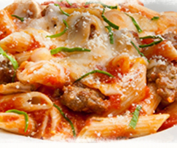 Order Pasta Marinara with Sausage and Mushrooms food online from Round Table Pizza #407 store, Concord on bringmethat.com