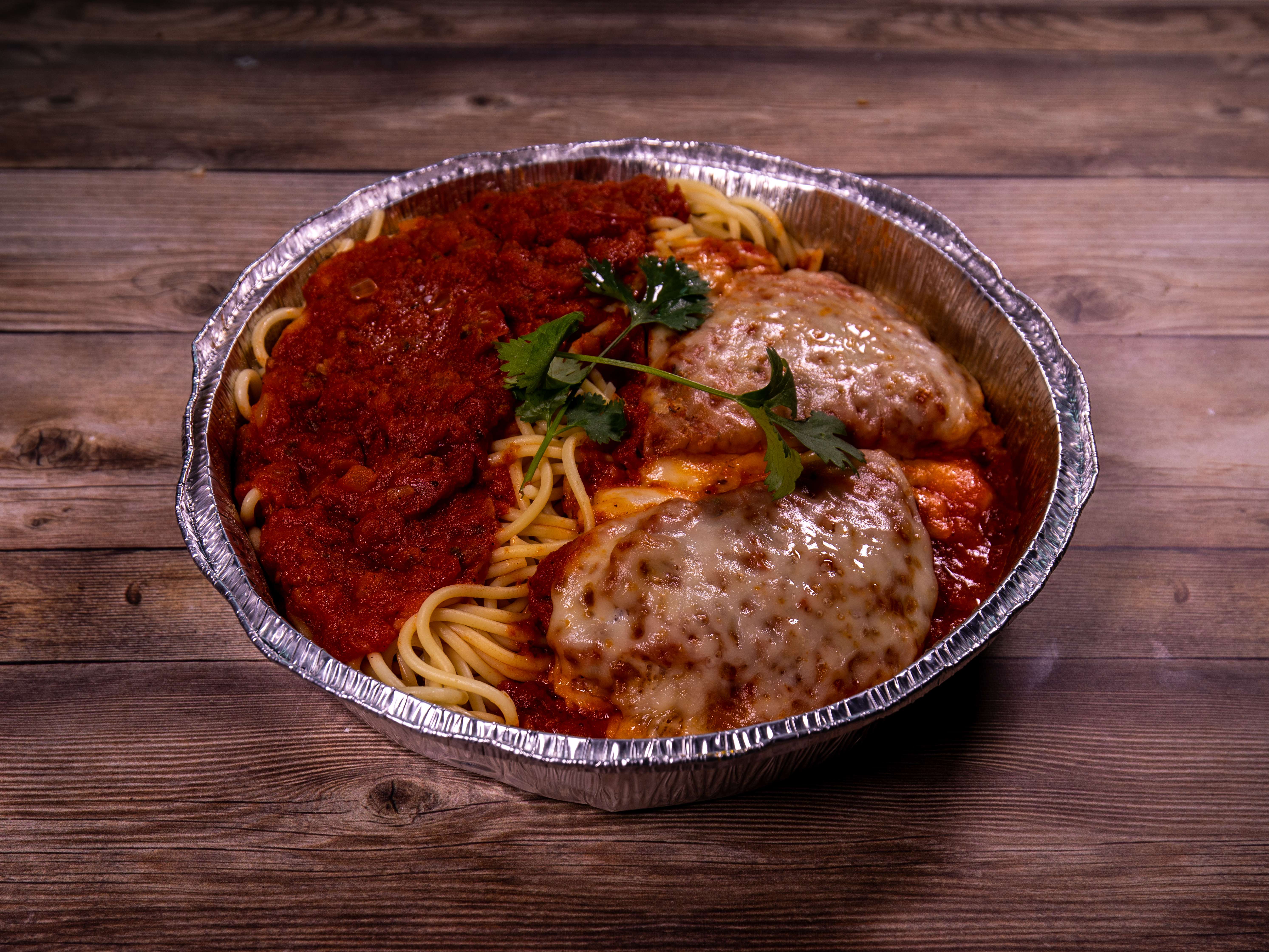 Order Chicken Parmigiana Pasta food online from Roma Pizza store, League City on bringmethat.com