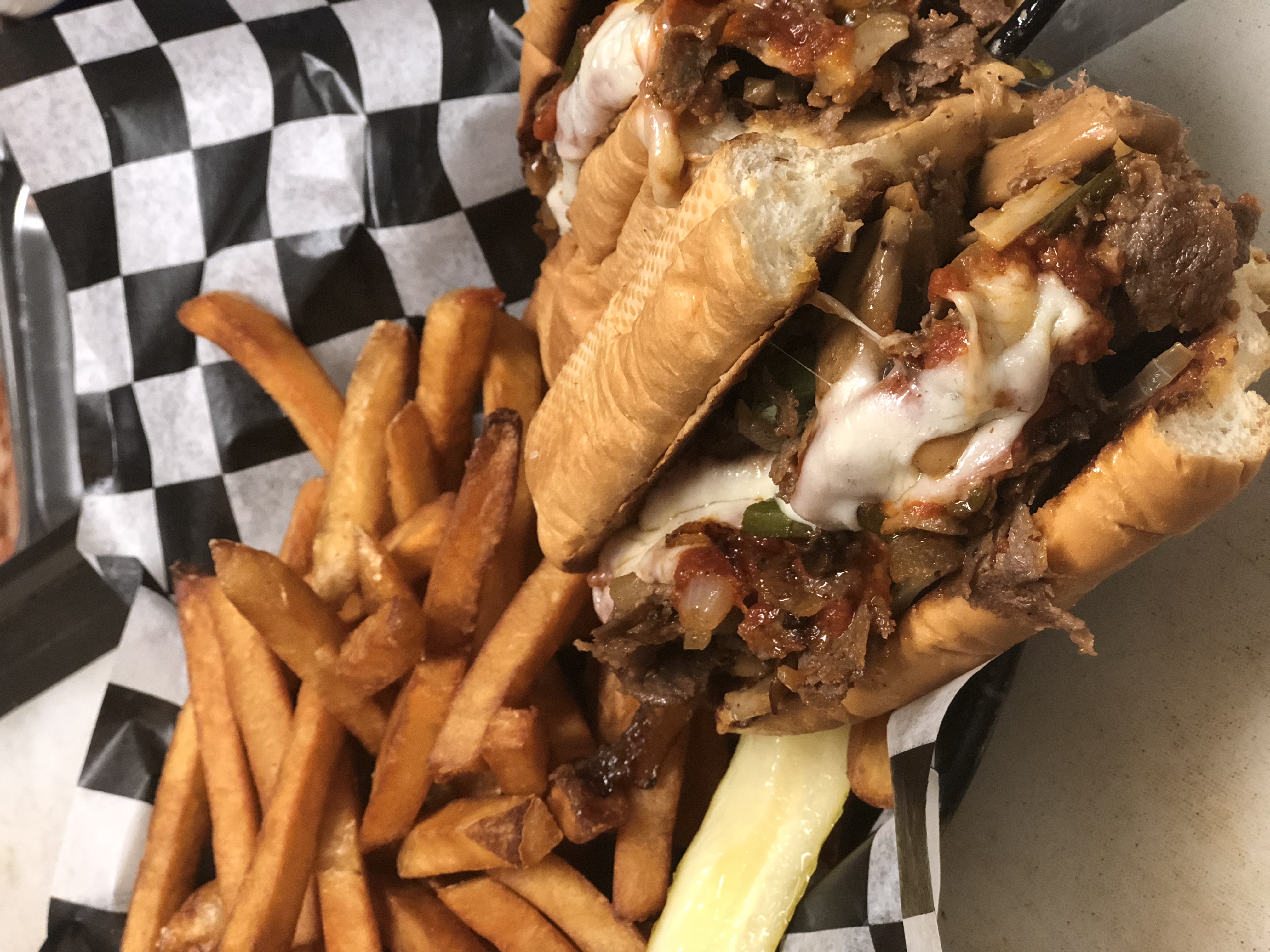 Order 9.5" Super Steak & Cheese Sub food online from Dominic's Bar & Grille store, Monrovia on bringmethat.com
