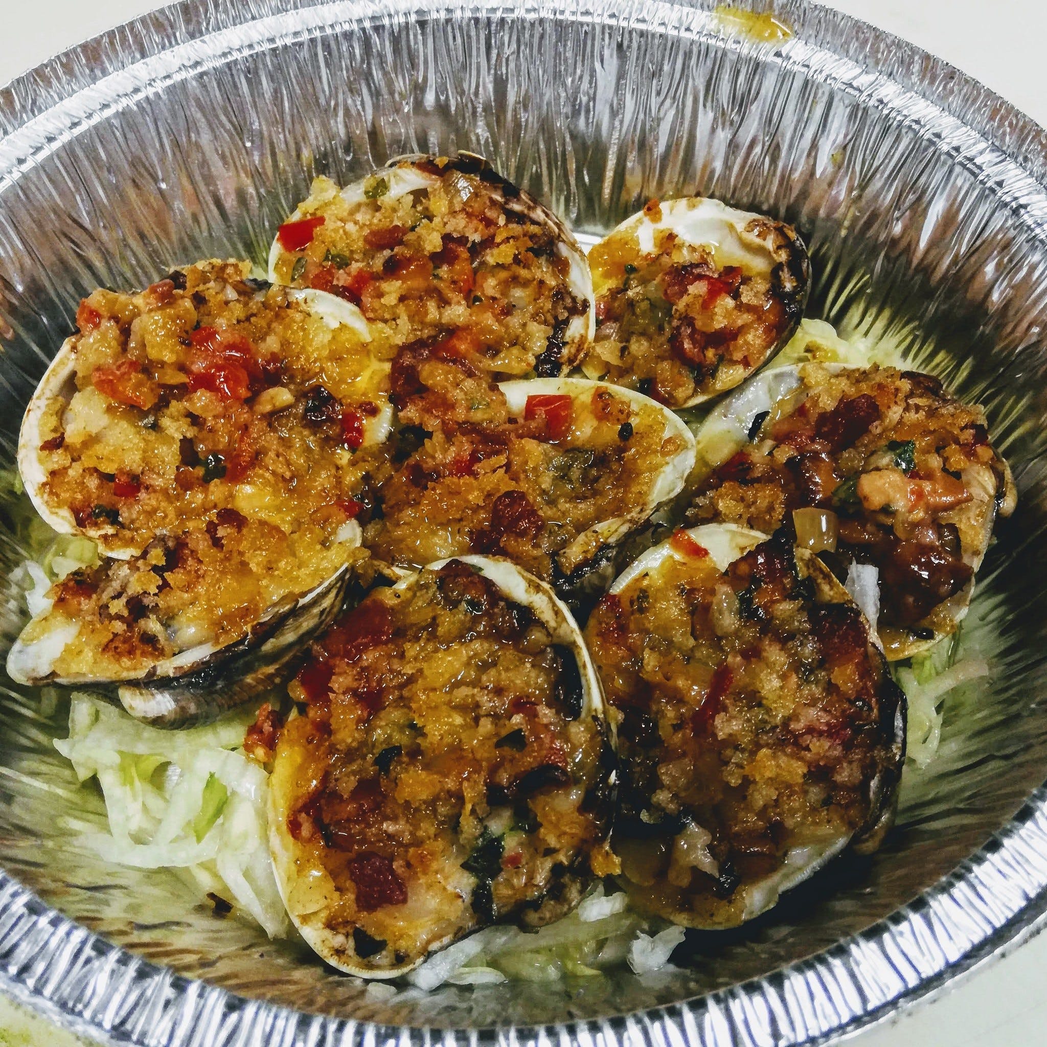 Order Clams Casino - Appetizer food online from Maria's Pizza Point Pleasant store, Point Pleasant on bringmethat.com