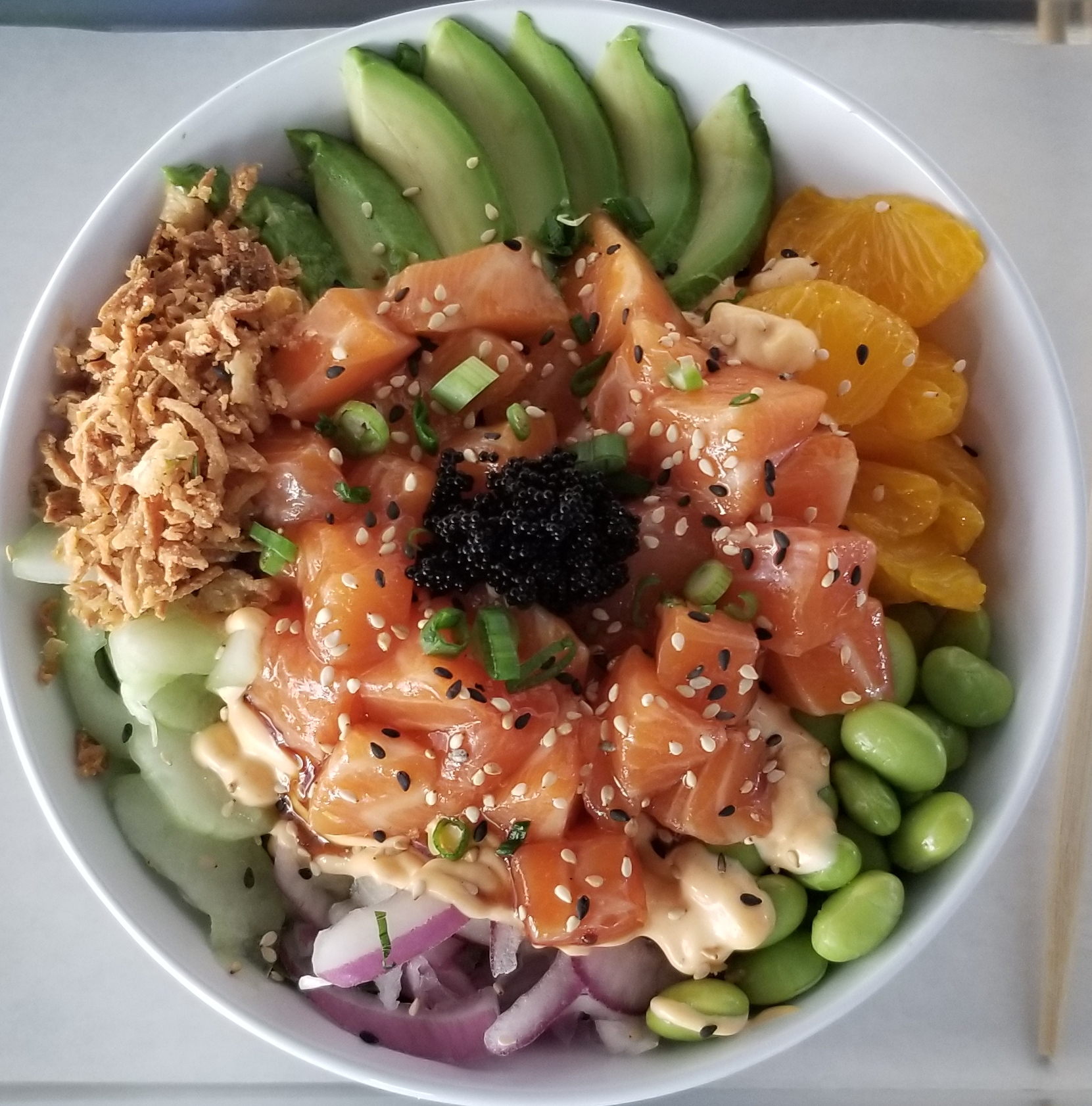 Order H3. Salmon Obsession Bowl food online from Poke Burrito store, Chicago on bringmethat.com