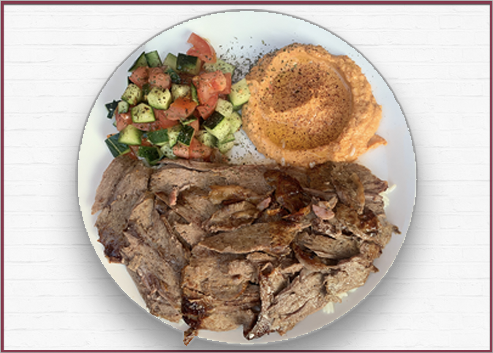 Order Beef Doner Shawarma Entree food online from Waba Grill store, Fullerton on bringmethat.com