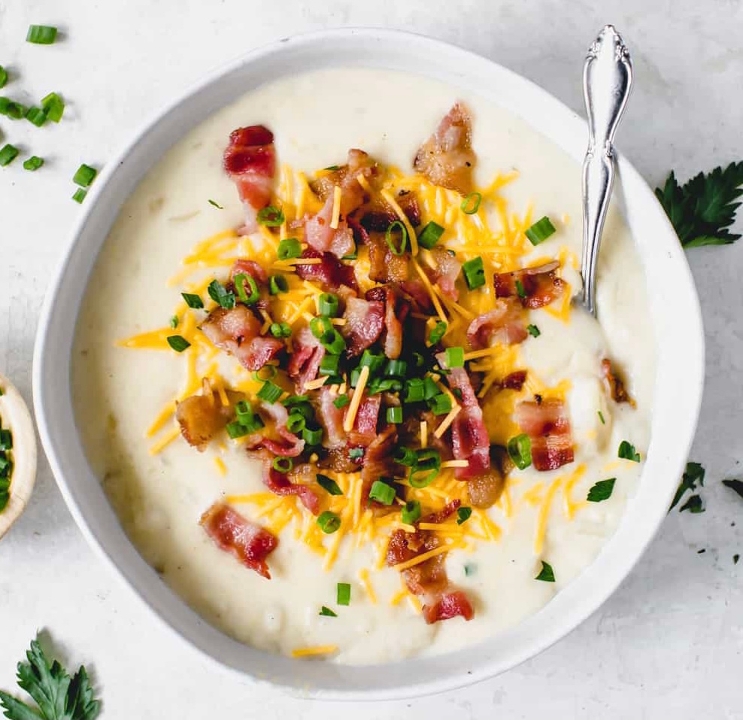 Order Loaded Baked Potato Soup food online from Captain’s Curbside Seafood store, Trappe on bringmethat.com