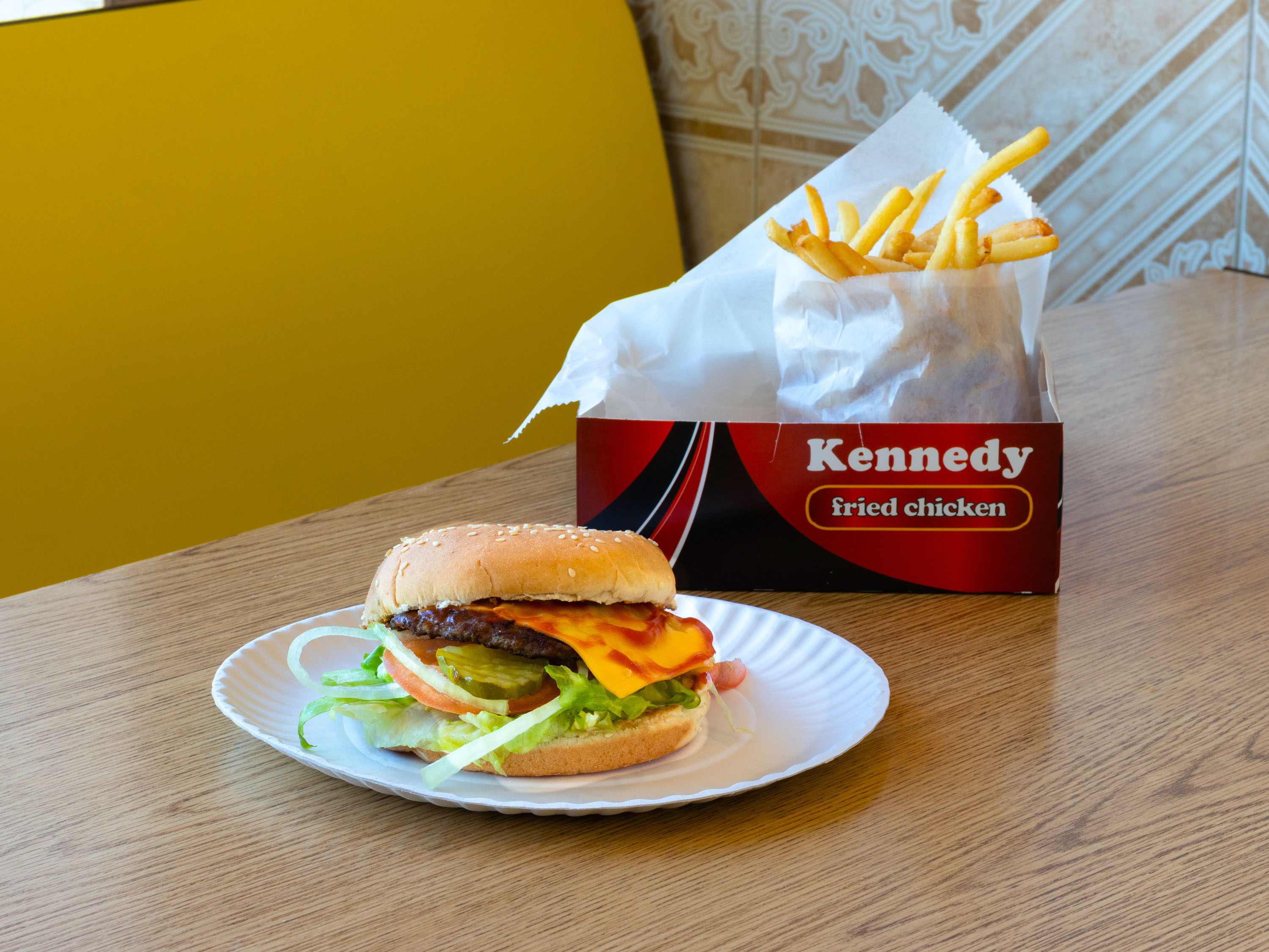 Order Cheeseburger Combo  food online from Kennedy Fried Chicken & Pizza store, Poughkeepsie on bringmethat.com