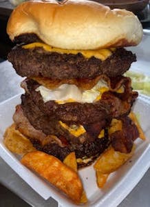 Order "Tha Silvaback" Cheeseburger food online from Johnny T Fish & Wings store, Little Rock on bringmethat.com