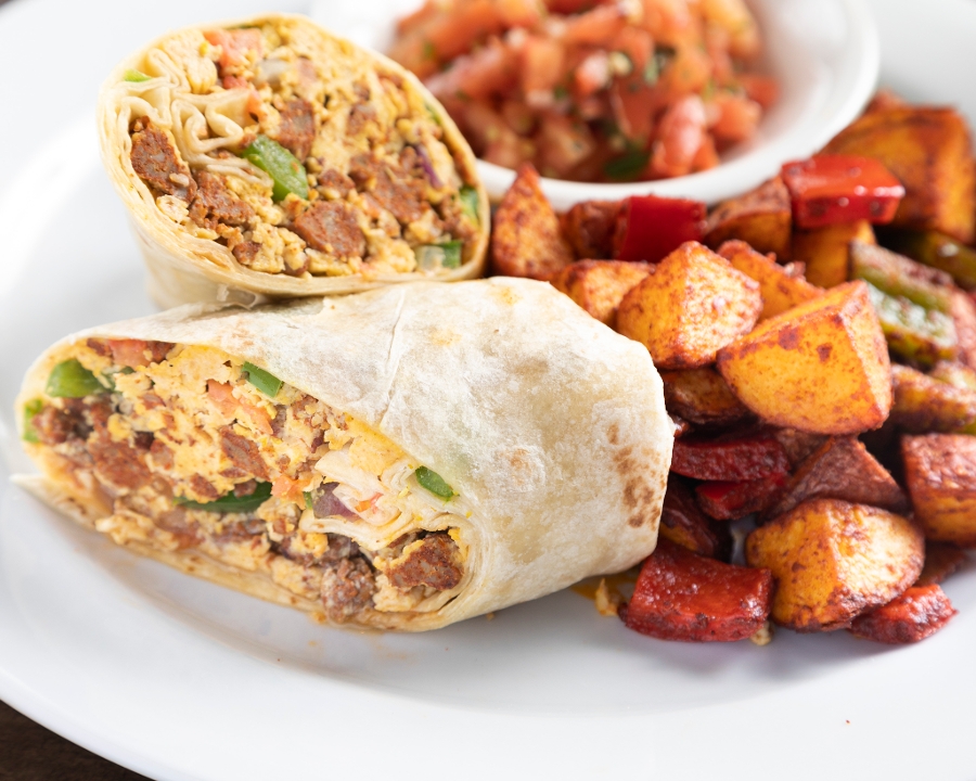 Order Chicken Chorizo and Egg Wrap food online from Busboys and Poets store, Washington on bringmethat.com