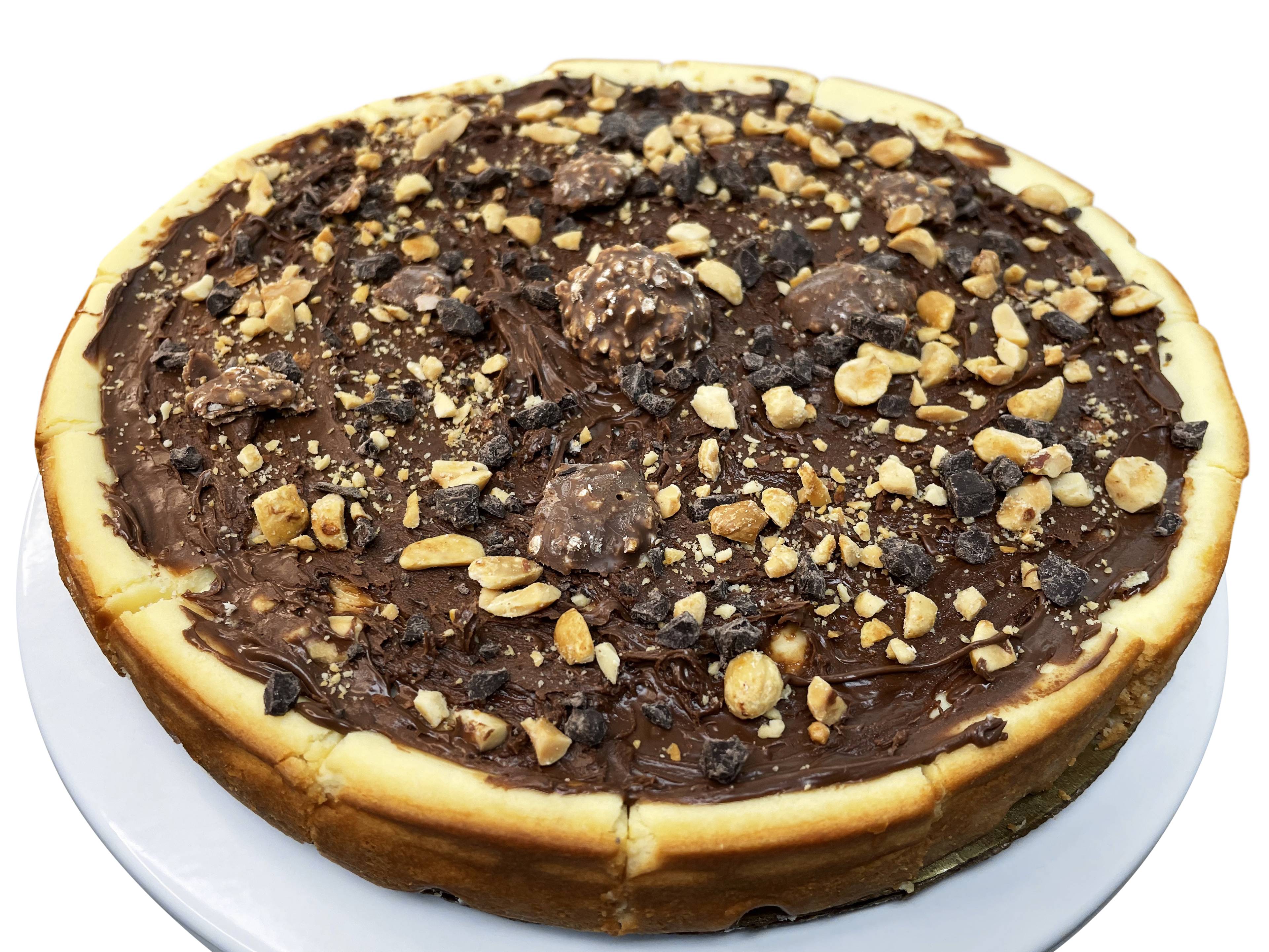 Order Nutella Cheesecake with Ferrero Rocher Hazelnut Chocolates 9" - 2 lbs food online from Andy Anand Chocolates store, Chino on bringmethat.com