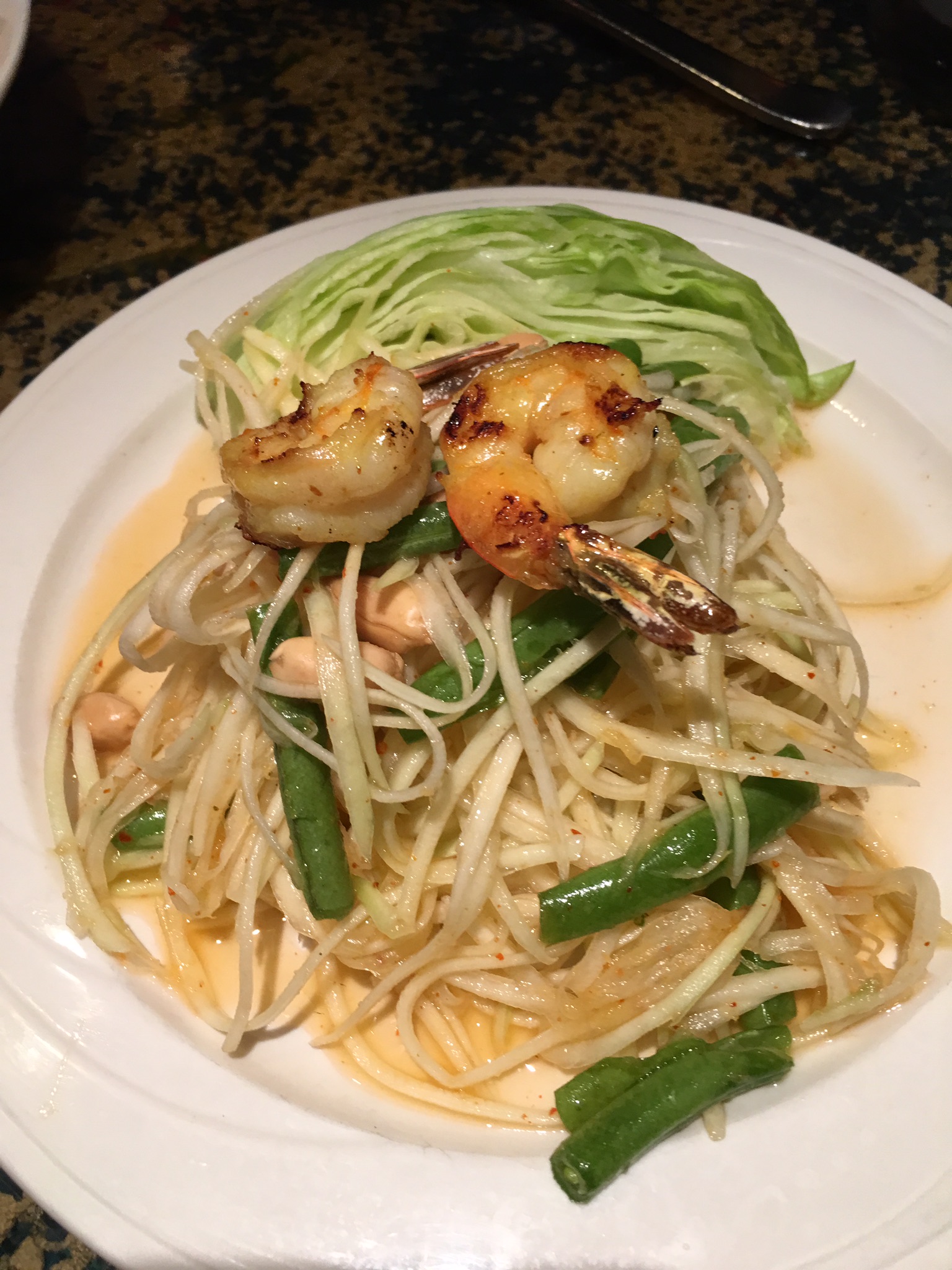 Order Papaya Salad with Grilled Shrimp Lunch food online from Haad Thai store, Washington on bringmethat.com