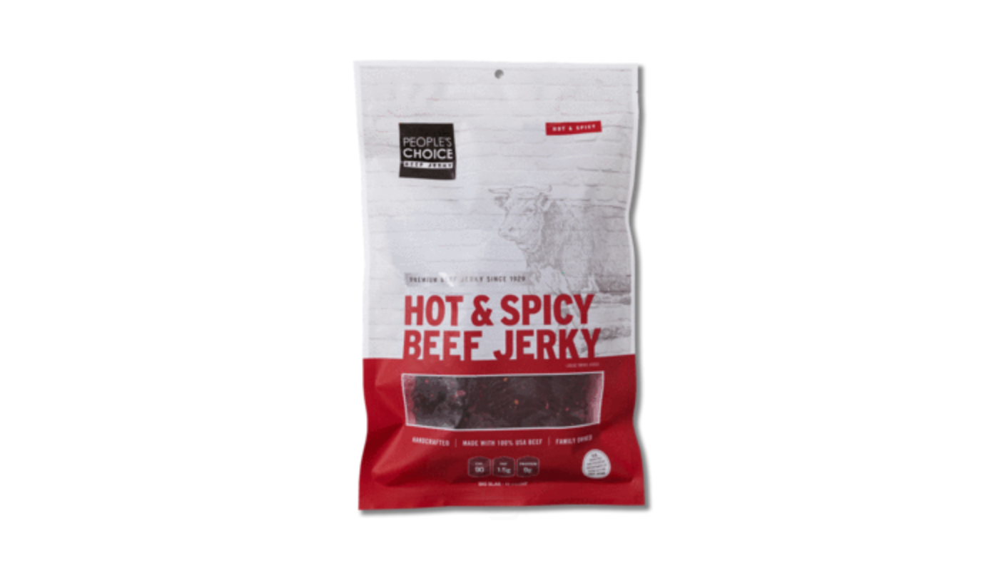 Order People's Choice Beef Jerkey Hot & Spicy 1.4oz Bag food online from Ross Liquor store, Sylmar on bringmethat.com