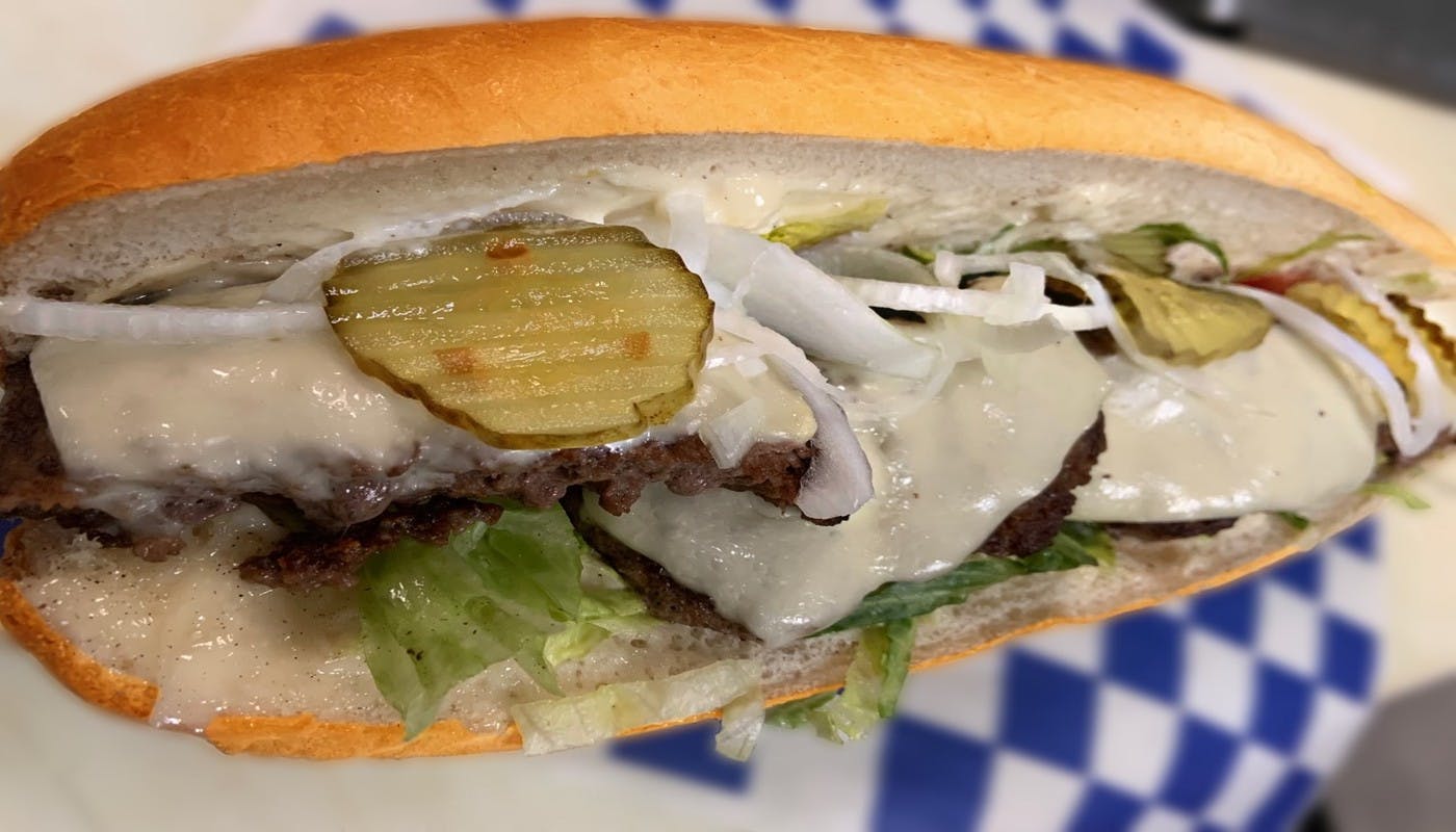 Order Cheese Burger Sub - Small 8" food online from Village Pizza and Seafood store, Pasadena on bringmethat.com