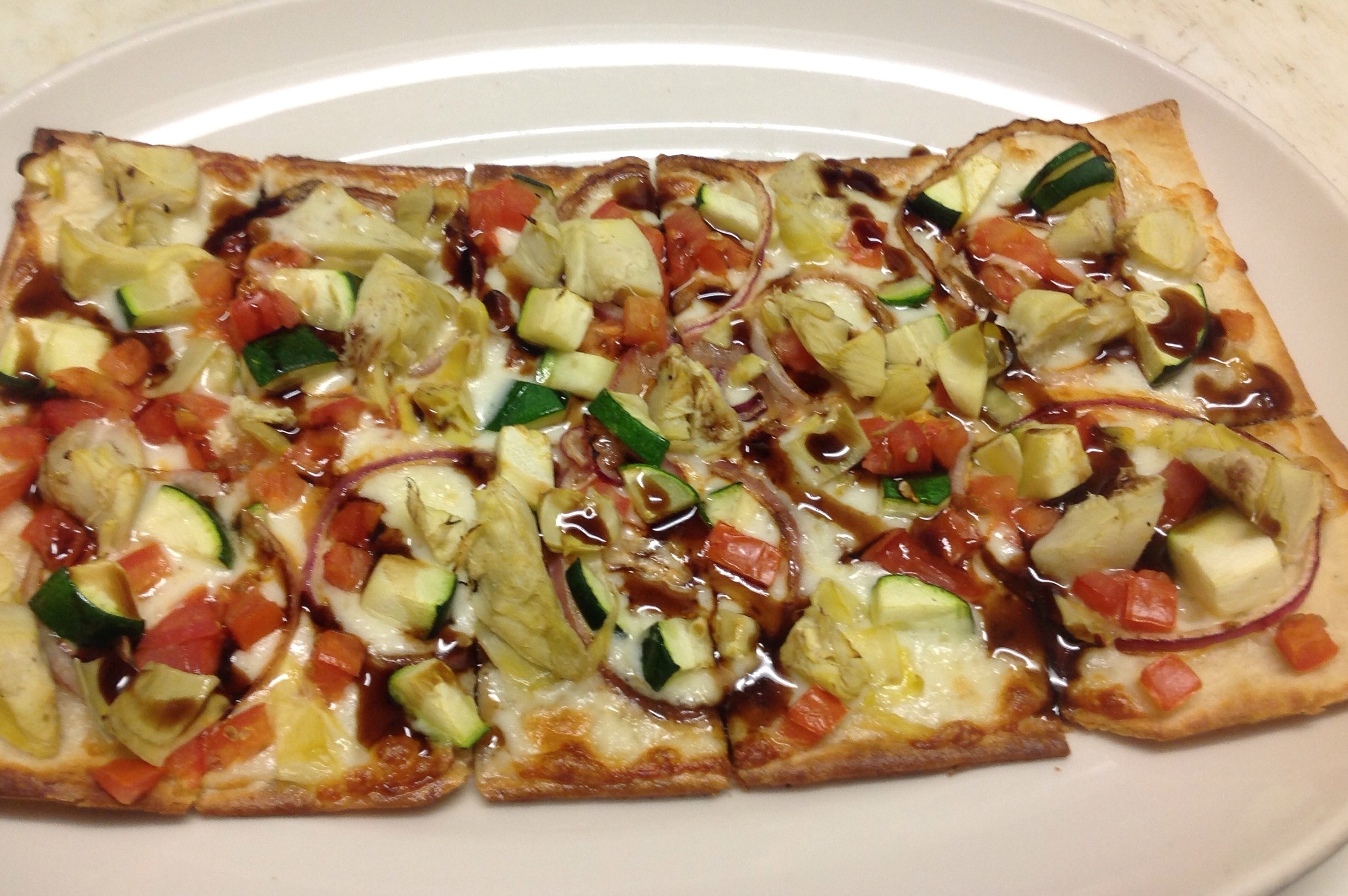Order Farmhouse Veggie Flatbread food online from High Park Tap House store, Mission Viejo on bringmethat.com