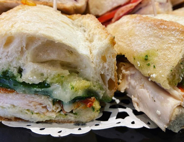 Order Turkey Pesto Brie Sandwich food online from Rosina Gourmet store, Baltimore on bringmethat.com
