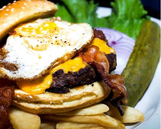 Order Hangover Burger food online from Three Dollar Cafe store, Norcross on bringmethat.com