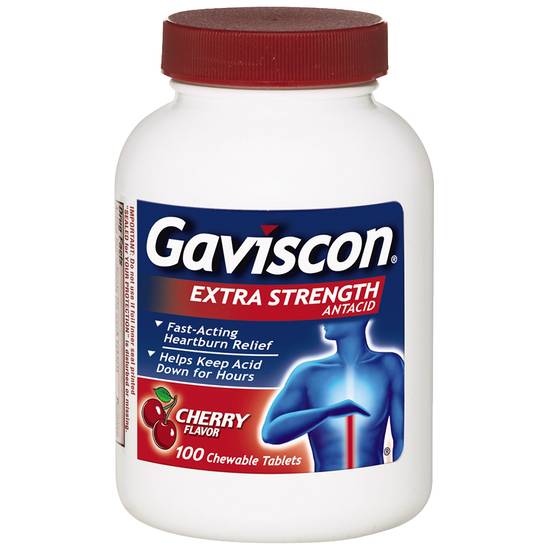Order Gaviscon Extra Strentgh Chewable Antacid Tablets Cherry (100 ct) food online from Rite Aid store, BUTLER on bringmethat.com