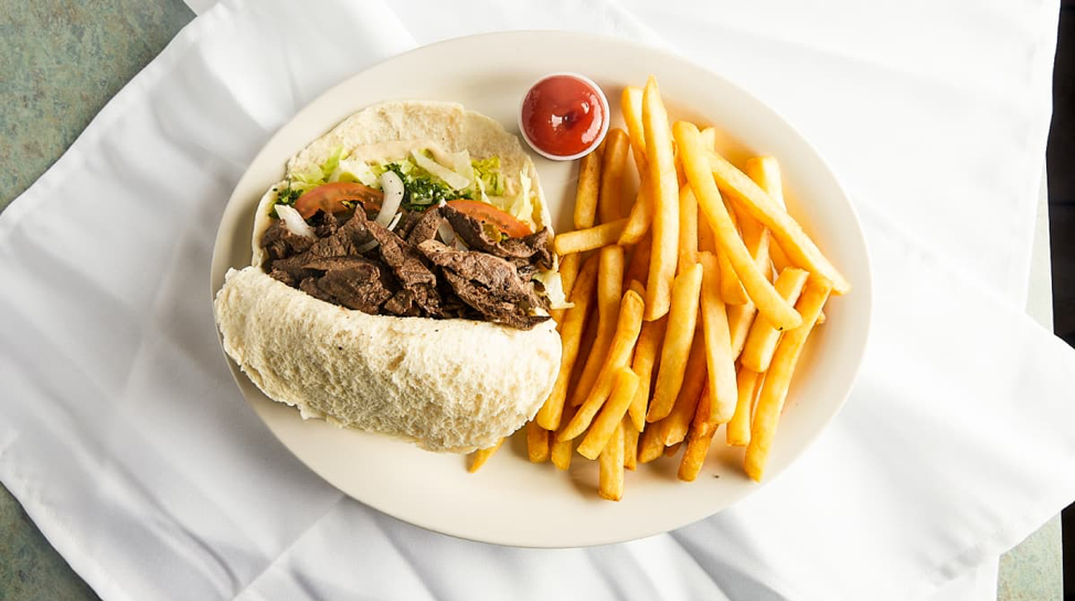 Order Beef Shawarma Sandwich Combo food online from Pita Land store, Hickory Hills on bringmethat.com