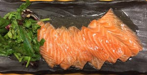 Order Yuzu Marinated Salmon Sashimi food online from Mochi Sushi store, Sugar Land on bringmethat.com