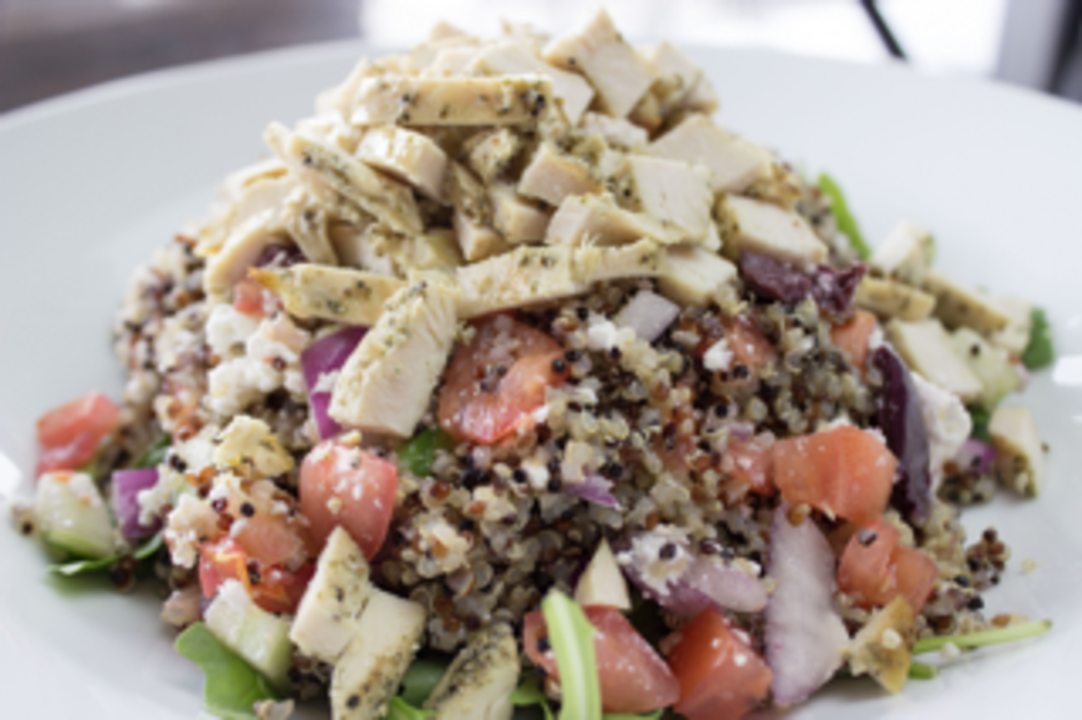 Order Greek Quinoa Salad food online from Kafe Neo store, Totowa on bringmethat.com