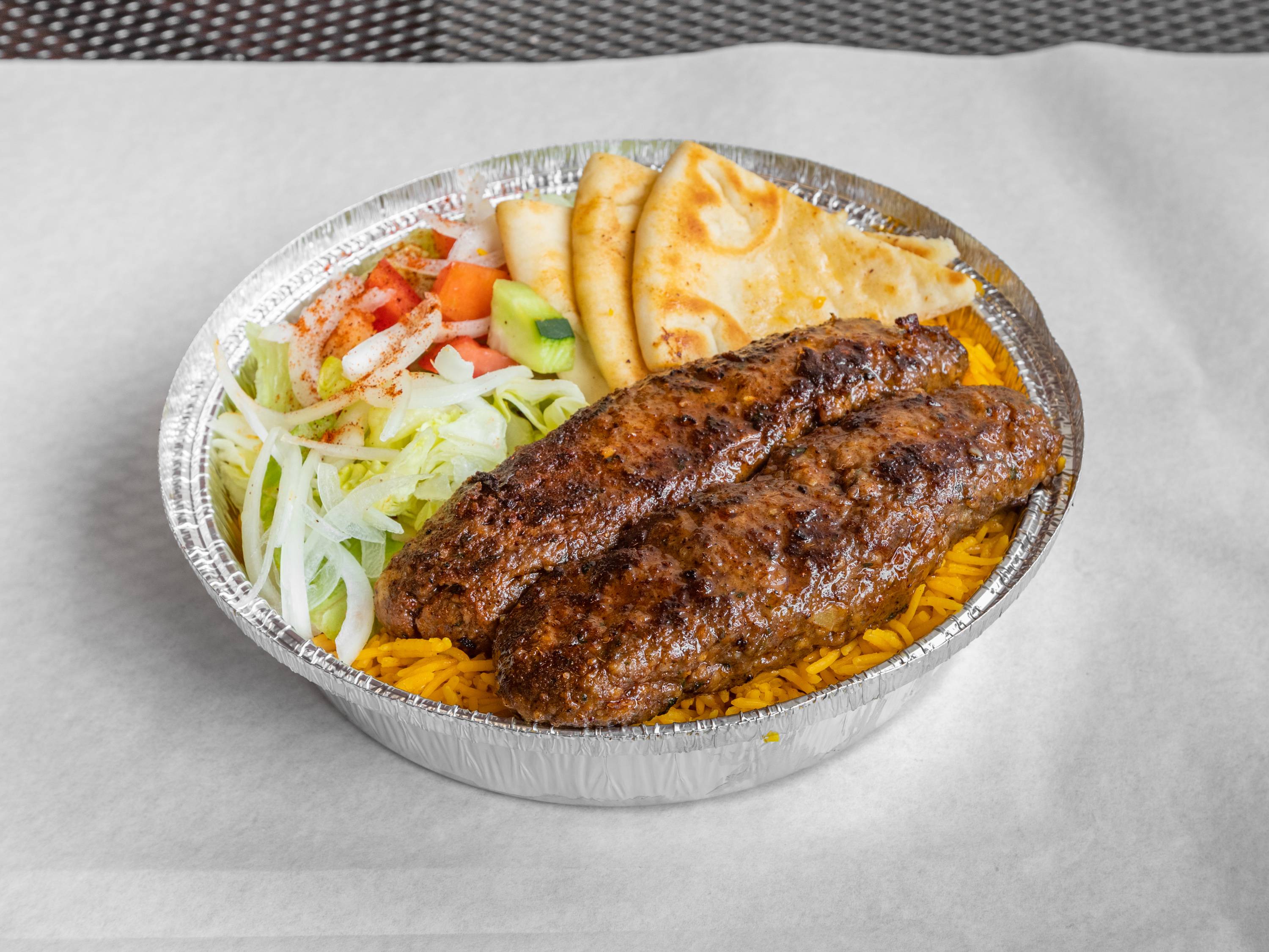 Order Kofta Shish Kabab Platter food online from Mo Grill And Sweets store, Somerville on bringmethat.com