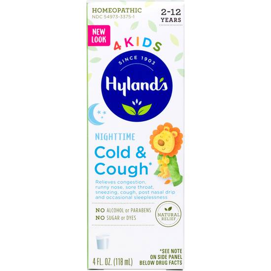 Order Hyland's 4 Kids Cold and Cough Syrup Nighttime Natural Grape Flavor (4 oz) food online from Rite Aid store, Sandusky County on bringmethat.com