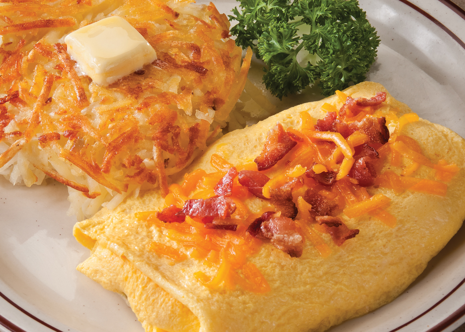 Order Bacon and Cheddar Omelette food online from Fryn’ Pan store, Sioux Falls on bringmethat.com