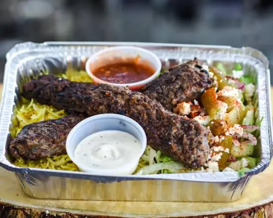 Order 6. Beef Kabab Plate food online from Ali Gyro Halal store, Austin on bringmethat.com