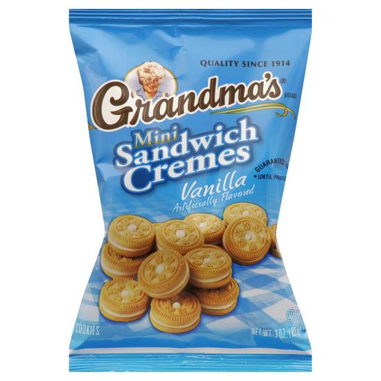 Order Grandma's Mini Sandwich Cremes Cookies Vanilla (3 oz) food online from Rite Aid store, Eugene on bringmethat.com