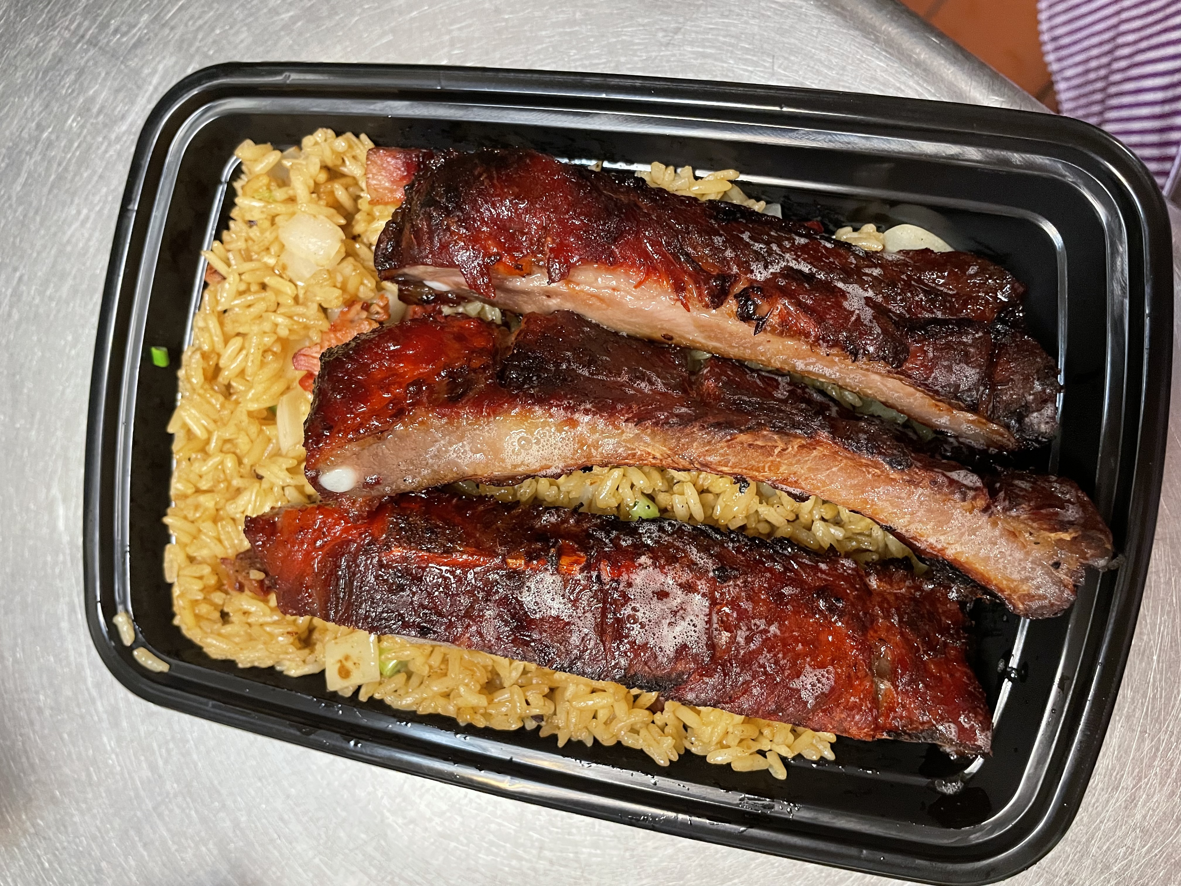 Order C8. BBQ Spare Rib Combination Platter food online from Great Wall store, Blauvelt on bringmethat.com