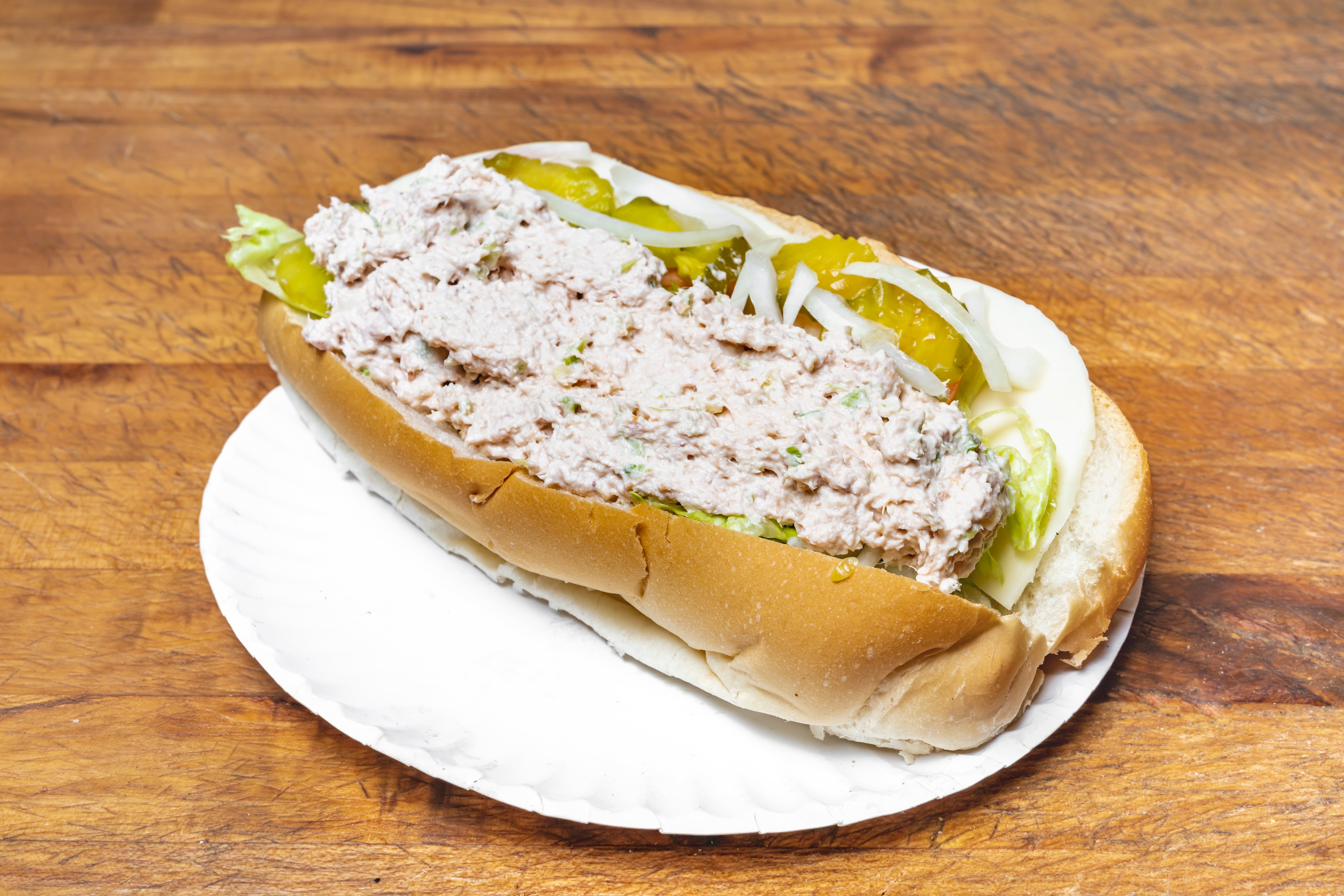 Order Tuna Sub - Small 8" food online from Garden Pizza store, Milford on bringmethat.com