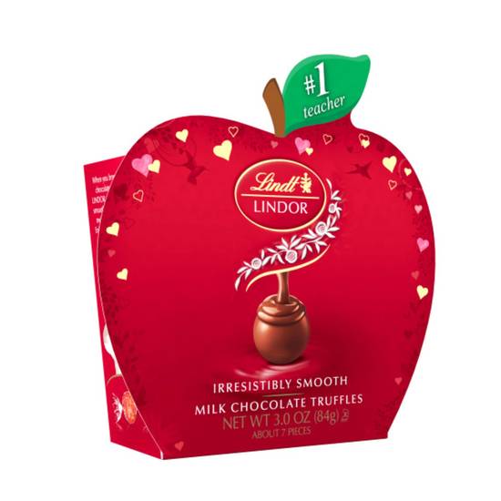 Order Lindt LINDOR Milk Chocolate Candy Truffles Teacher Apple Box, Milk Chocolate Truffles With Milk Chocolate Filling, 3 oz. food online from Cvs store, WILLIMANTIC on bringmethat.com