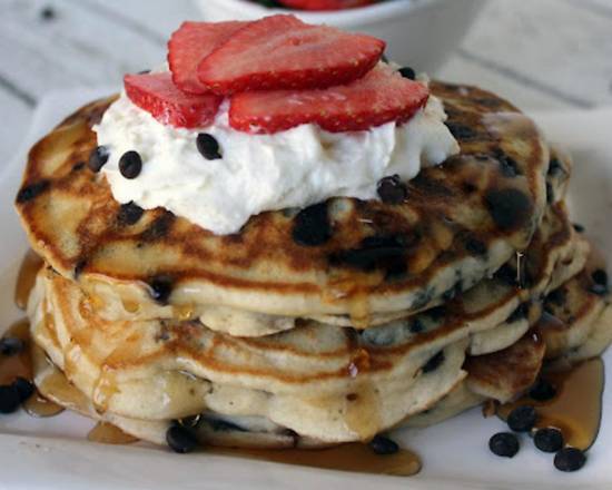 Order Strawberry Chocolate Chip Pancakes food online from Day N Night Pancakes store, Covina on bringmethat.com