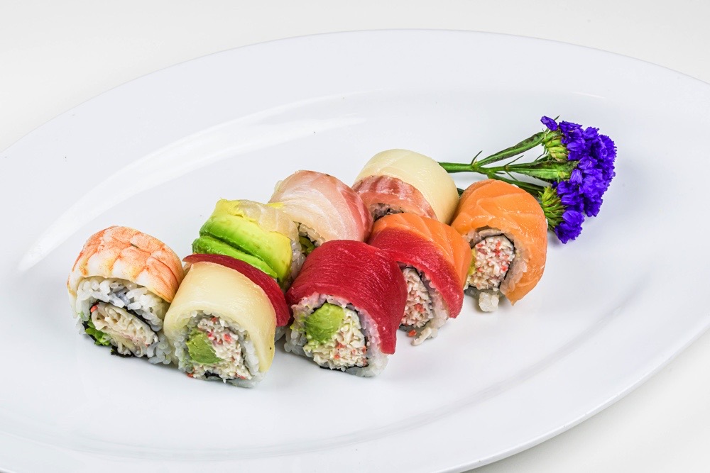Order Rainbow Roll food online from Sushi And Rolls store, Livonia on bringmethat.com