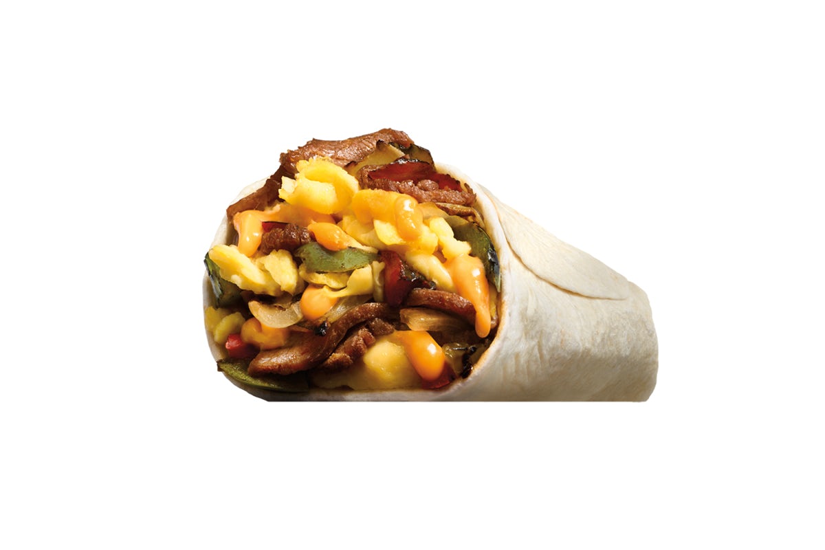 Order Philly Cheesesteak Breakfast Burrito food online from Carl's Jr store, Peoria on bringmethat.com