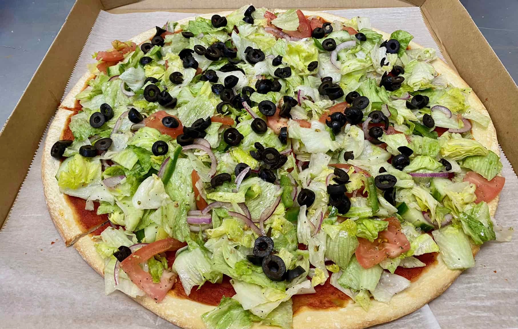 Order 18" Salad Pie  food online from Famous Pizza store, Paramus on bringmethat.com
