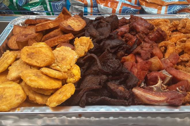 Order Res, Chuleta ,Longaniza ,Pollo ,Batata Y tostones/Beef, Cutlet,Sausage , Chicken, Sweet Potato and Tostones food online from Peralta Brentwood Deli Grocery store, Brentwood on bringmethat.com