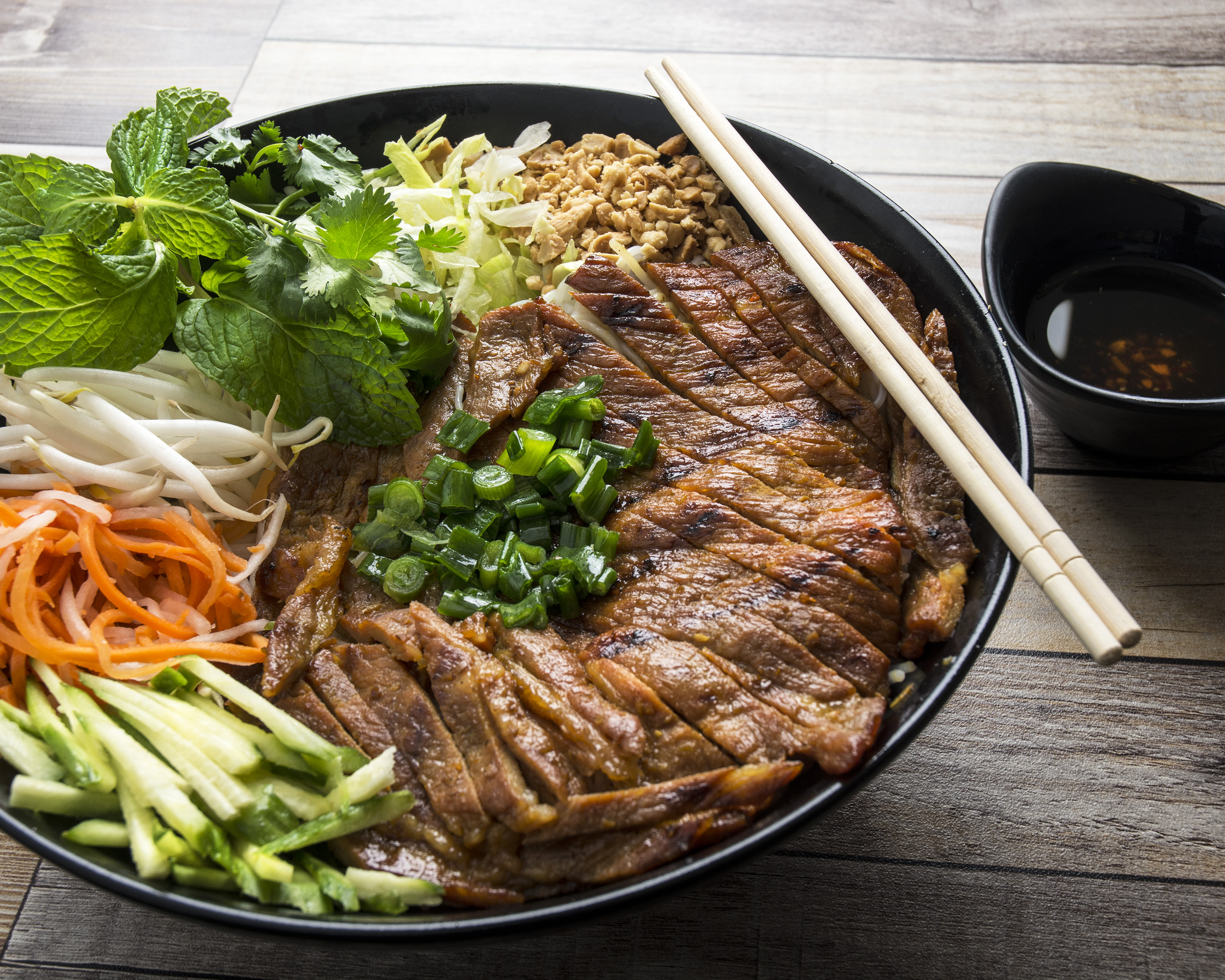 Order B5. BBQ Pork with vermicelli (Bun thit nuong) food online from Pho Ph Ha store, Oceanside on bringmethat.com