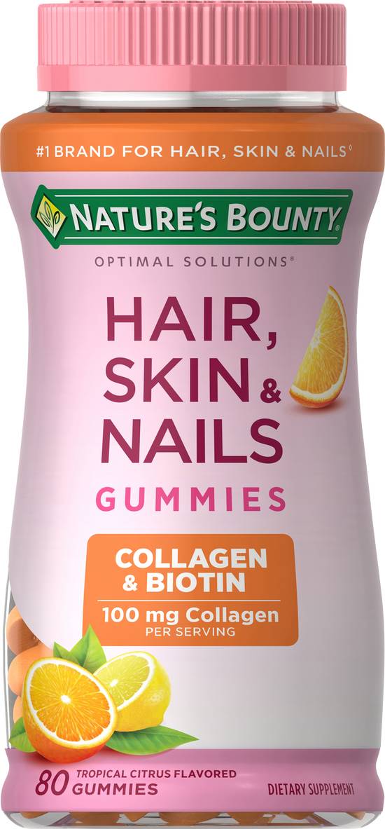 Order Nature's Bounty Optimal Solutions Hair Skin & Nails with Biotin & Collagen Gummies (80 ct) food online from Rite Aid store, Palm Desert on bringmethat.com