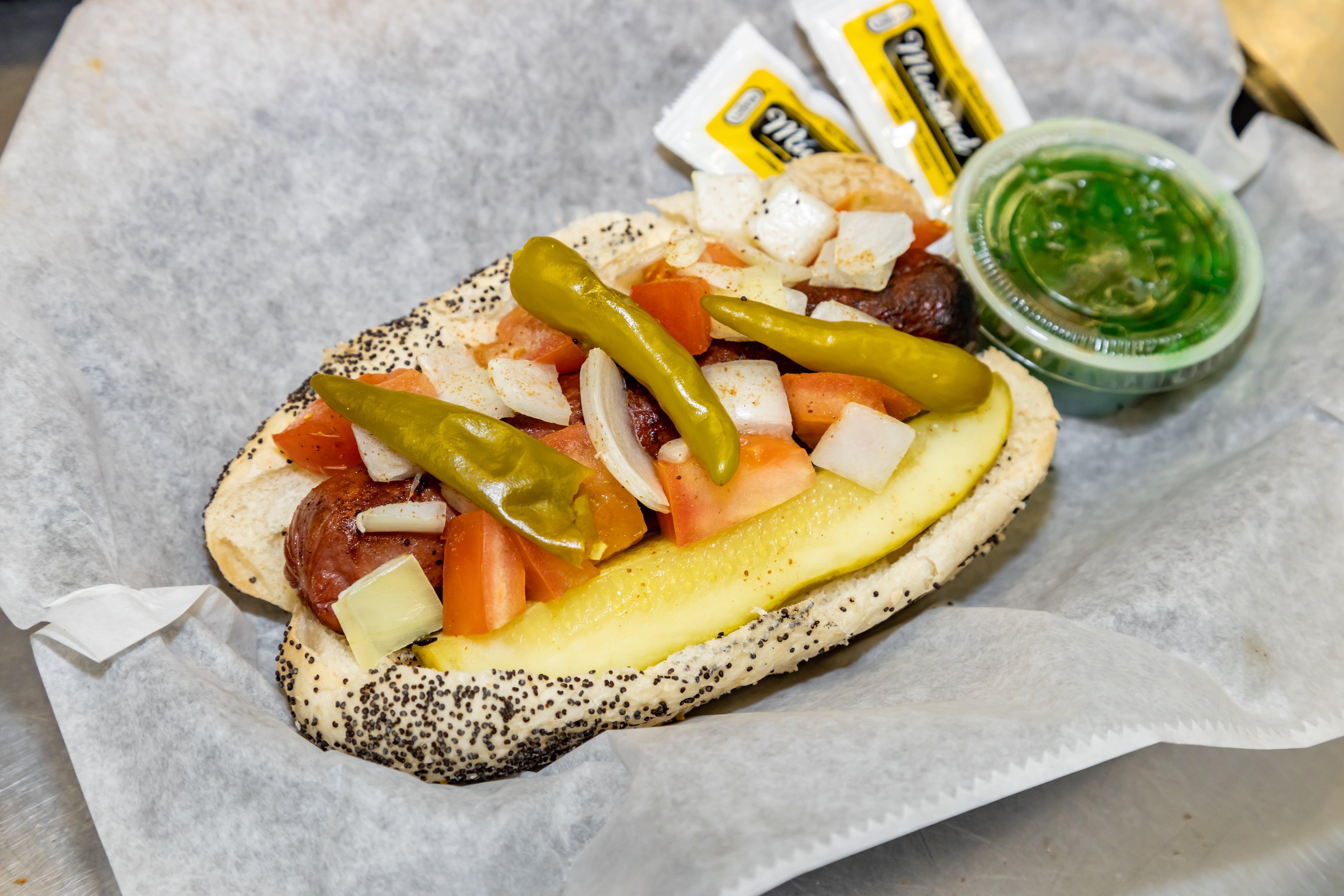 Order Chicago Style Hot Dog - Hot Dog food online from Luconi's Pizza store, Bradley on bringmethat.com